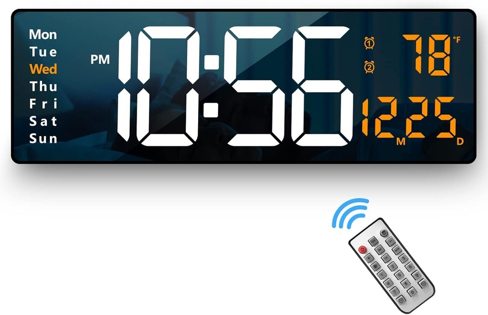 Digital Wall Clock Large Display, 6.2''LED Digital Clock with Remote Control