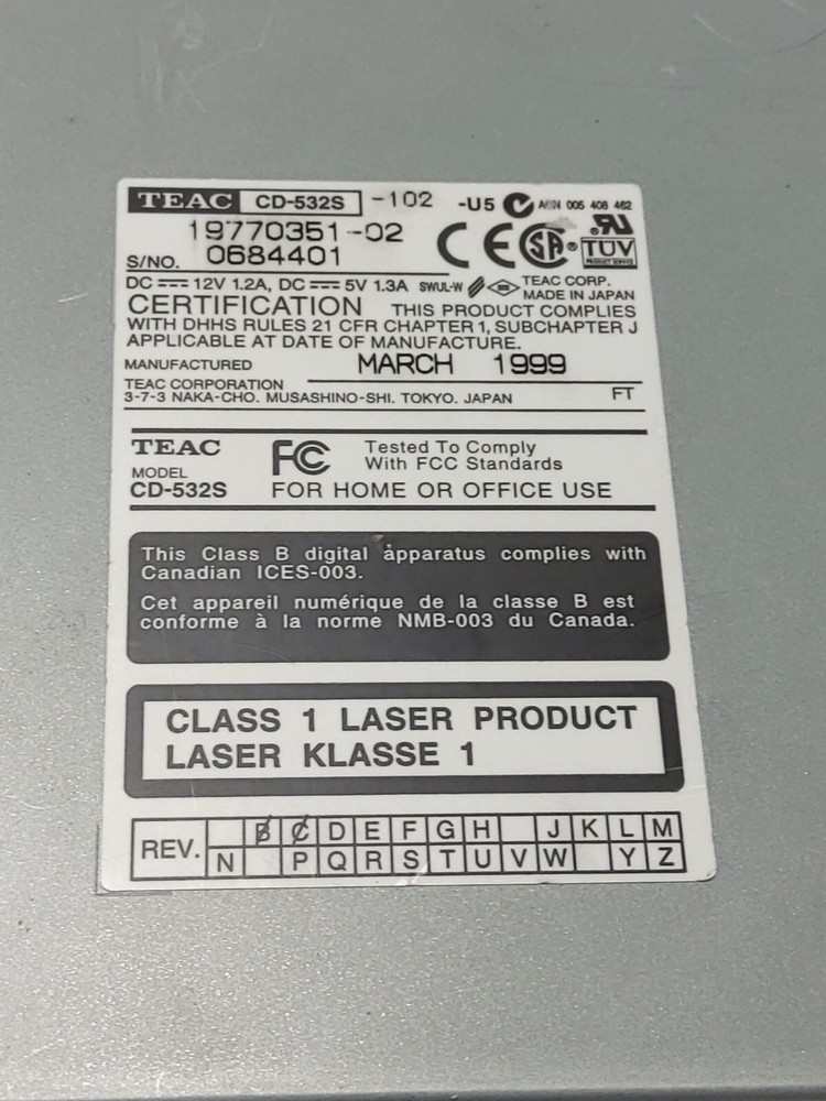 TEAC MODEL CD-532S (USED NOT TESTED)