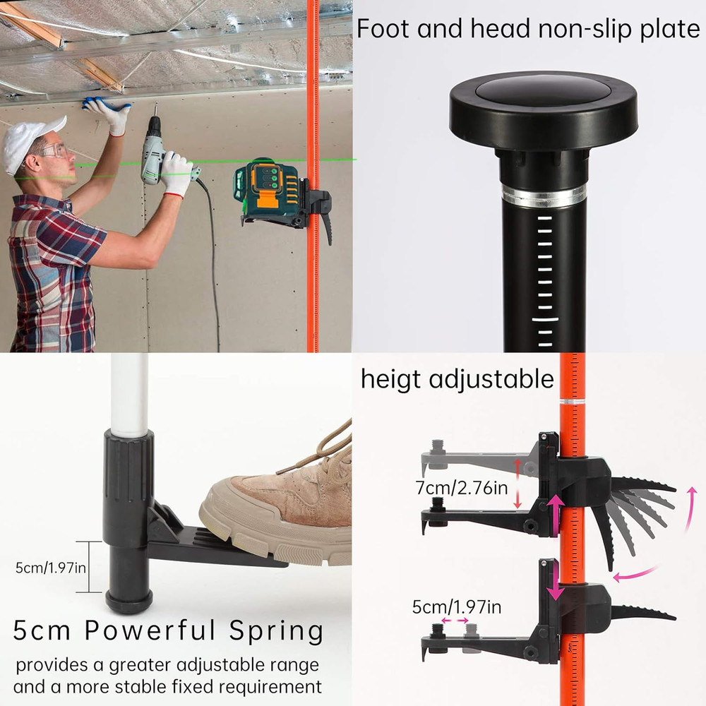 Telescoping Pole, Telescoping Laser Level Support Pole with Tripod and Mount for
