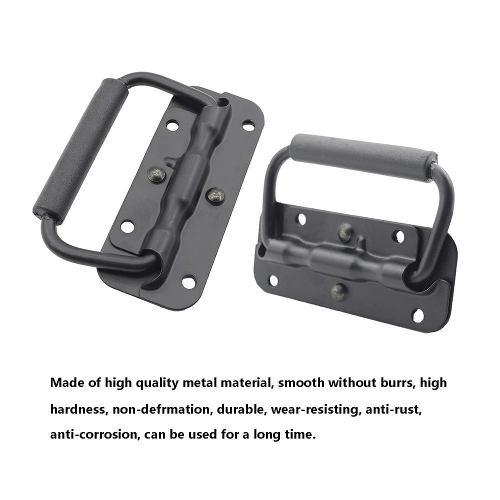 2 Pack Spring Loaded Pull Handles, Surface Mount Chest Handle with Rubber Gri...