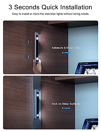 Under Cabinet Lights, Wireless Motion Sensor Light 10in-white light Black