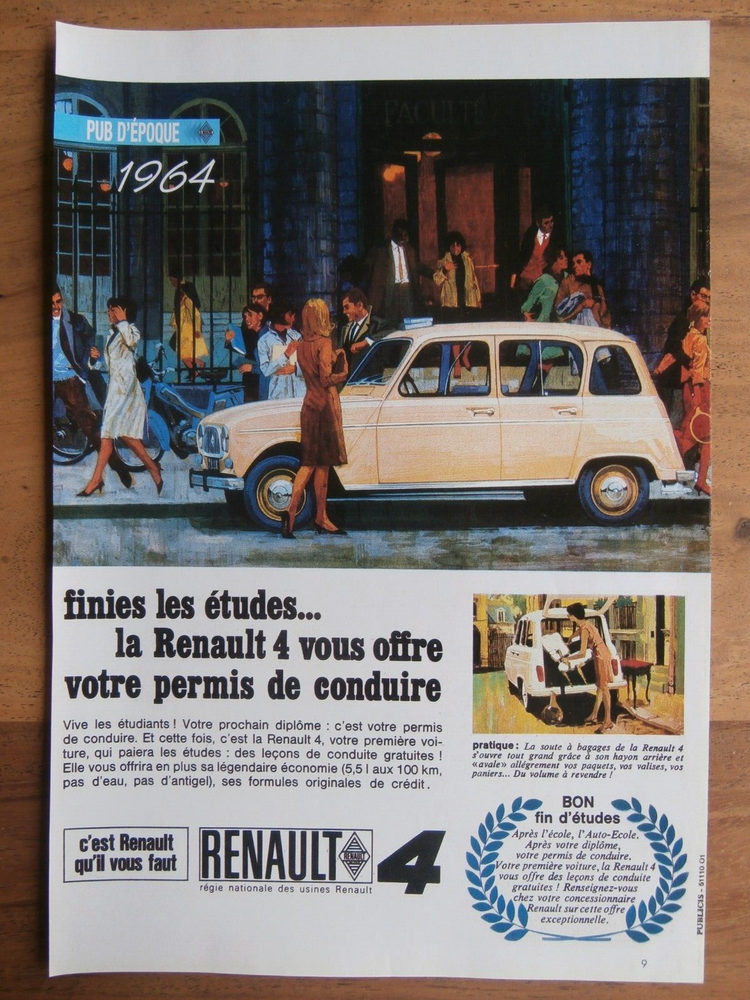 PUBLICITE RENAULT époque 1964
