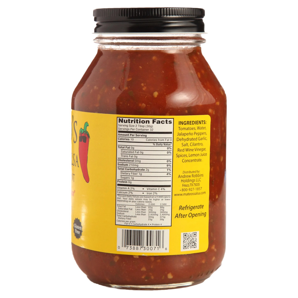 Mateo's Gourmet Salsa Medium, 32 oz