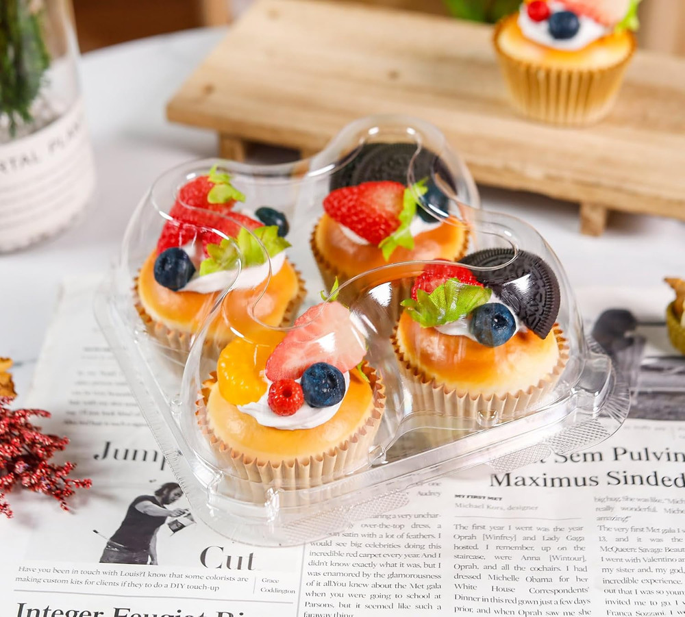 4 Compartment Cupcake Containers 20 Pack Cupcake Holder with Connected Airtight