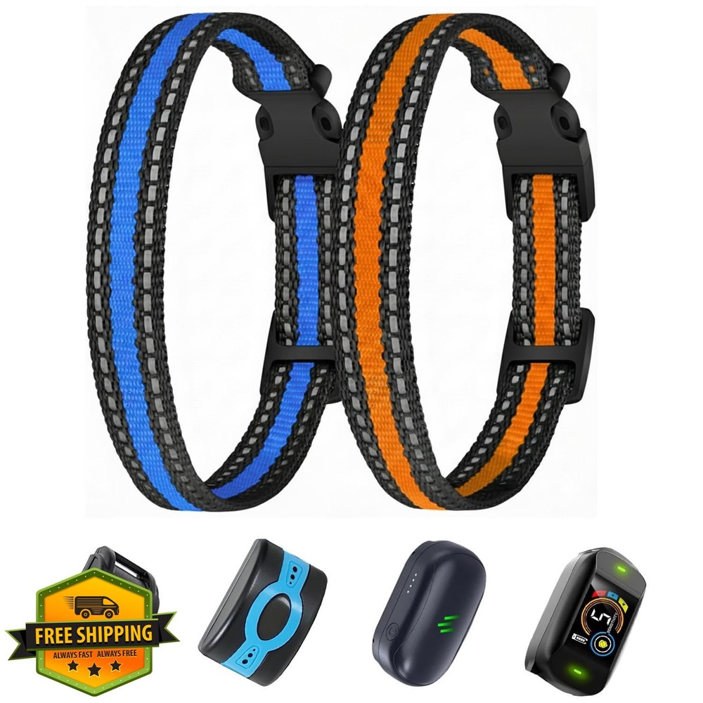 Dog Shock Collar Replacement Strap 2 Pack Blue Orange E Collar