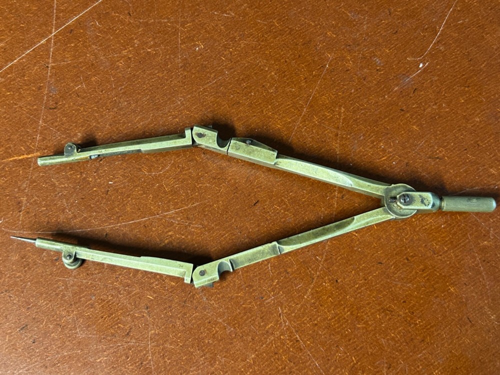 Vintage Drafting Compasses Divider Key Logo Folding