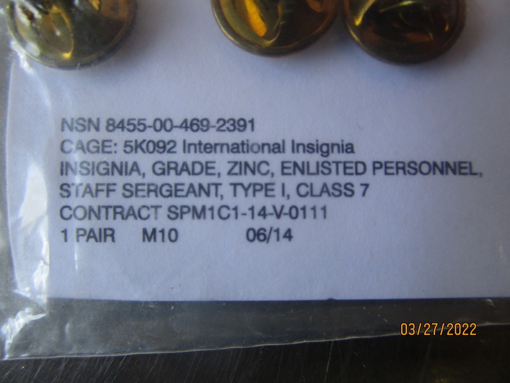 Insignia Staff Sergeant Pin Pair