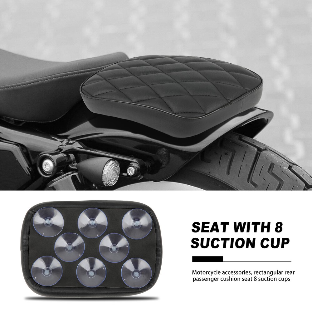 For Big Dog Chopper Rectangular Pillion Passenger Pad Seat w/ 8 Suction Cup Pad