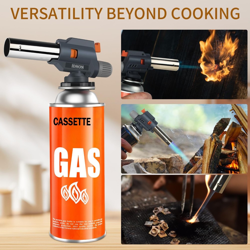 Butane Torch, JDHON Compact Kitchen Torch with Adjustable Compact, Gray