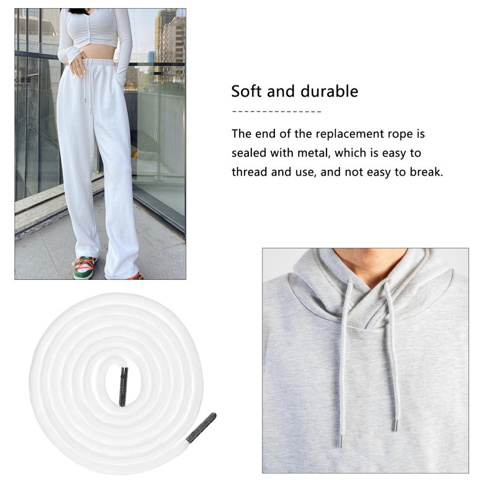 Drawstring Cord for Sweatpants Soft Cotton Rope Black Drawstrings