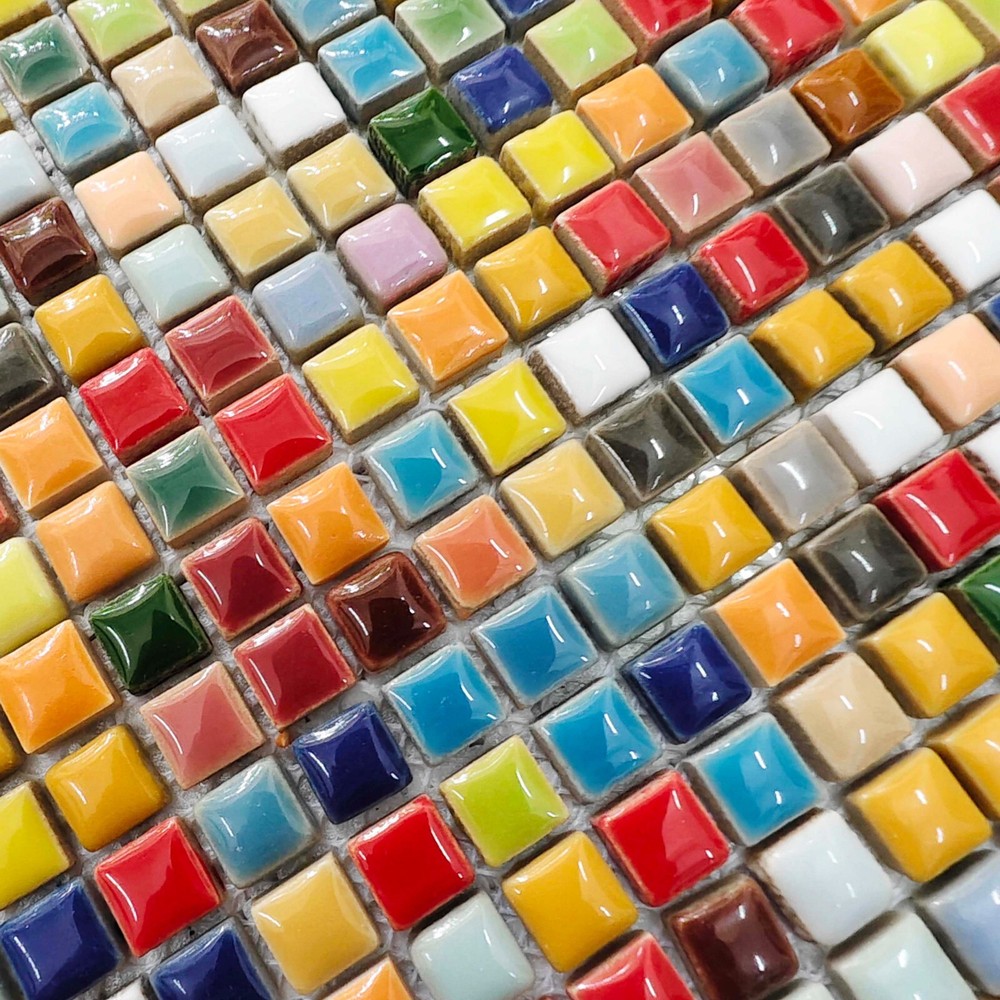 Multi-colored Ceramic Mosaic Mini Square Glazed Porcelain Floor & Wall Tile
