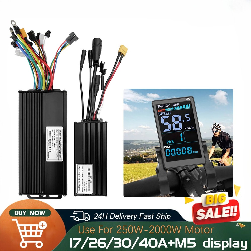 E-bicycle Sine Wave 3 Mode Controller Set 17A 26A 30A 40A with Color M5 Display