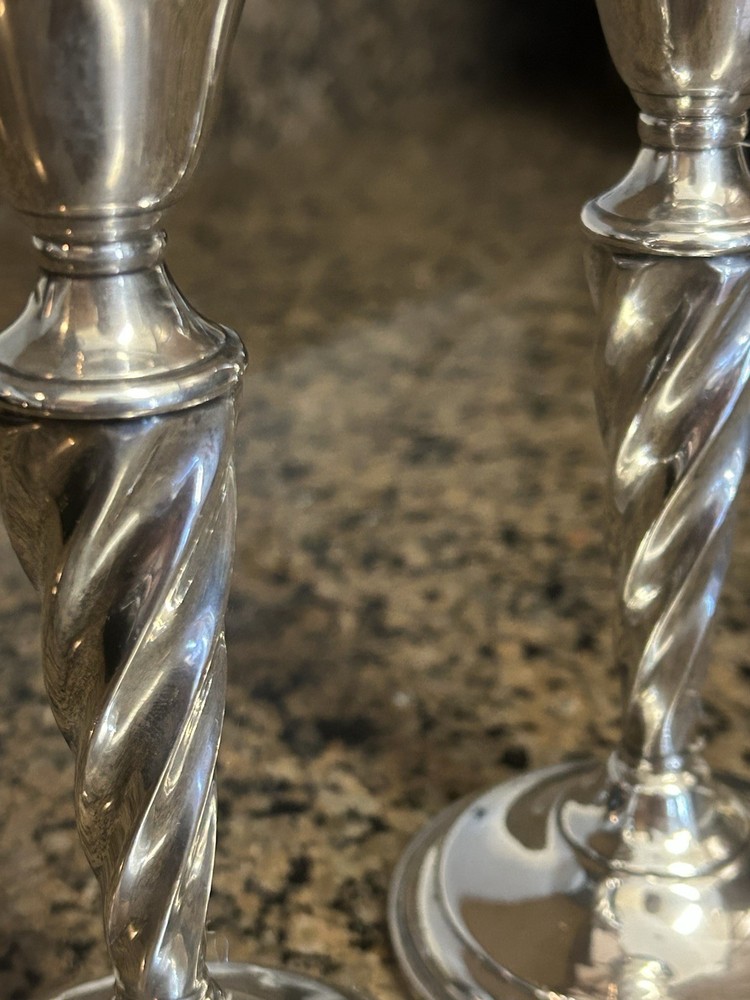 Sterling Twisted Candlestick Holders 6.5” T