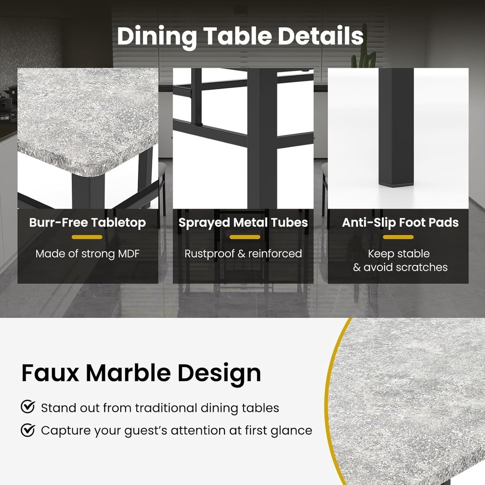 Modern Space-Saving Kitchen Table Set for 4 – Durable Metal Frame Included