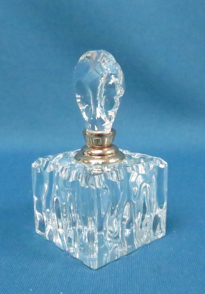 Oleg Cassini Mini Crystal Perfume Bottle 3” Signed