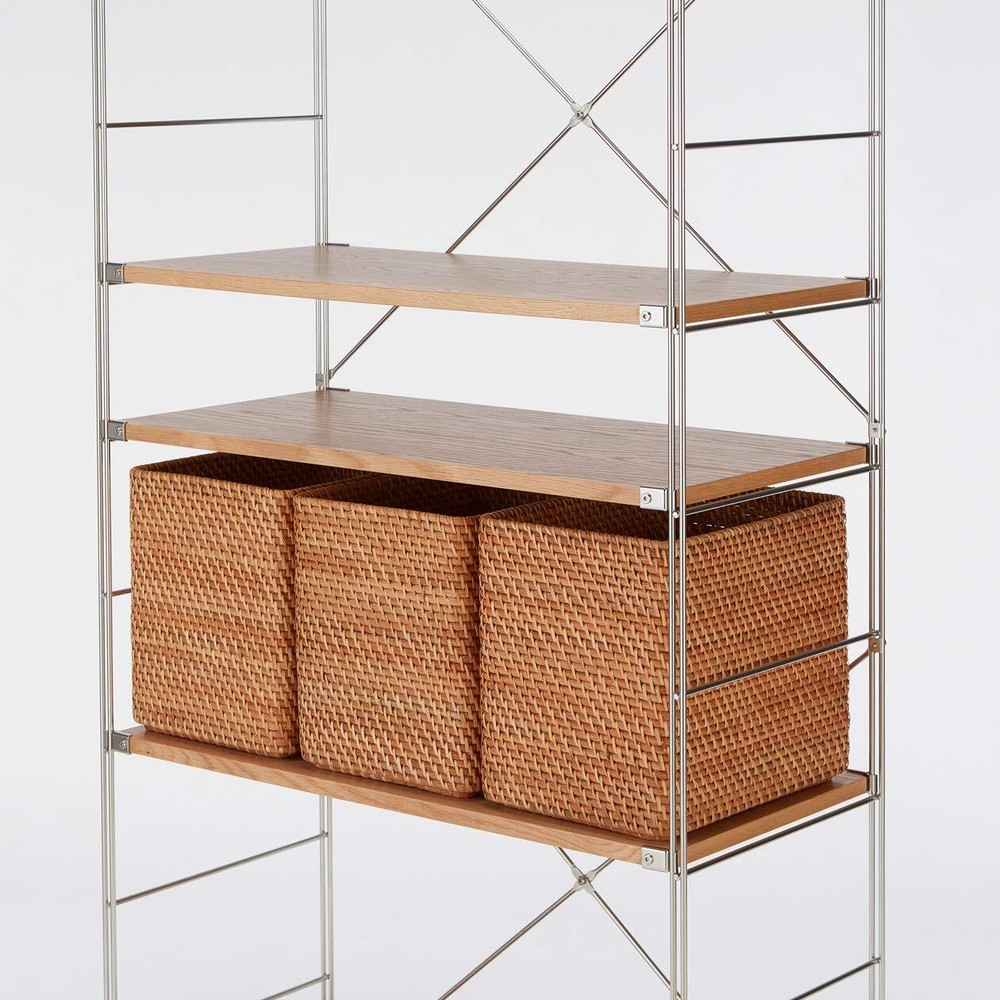 MUJI Overlapping Rattan Rectangular Basket Extra Large (V) Approx. Width 36 x De