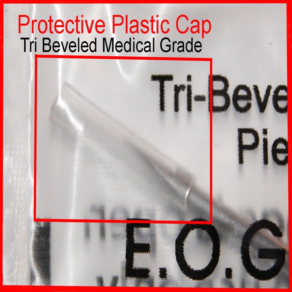 100 Piercing Needles Gauge Hollow Point Tri Beveled