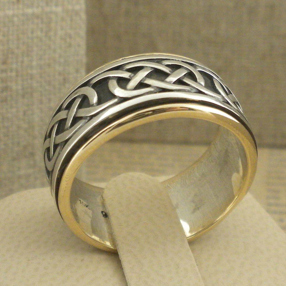 Sterling Silver & 10K Celtic Knot Wedding Ring KEITH JACK Various Sizes