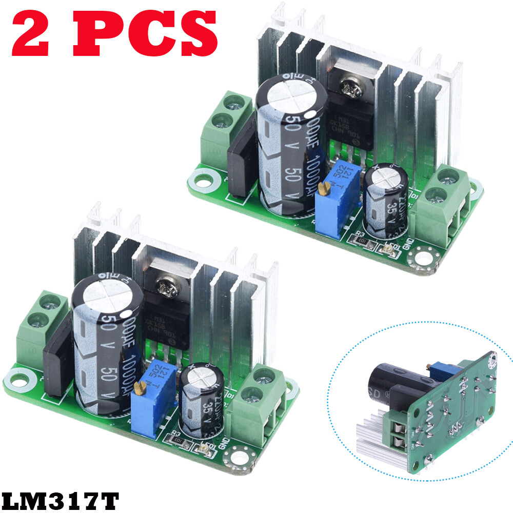 2Pcs LM317T DC-DC Adjustable Converter Module Buck Step Down Linear Regulator