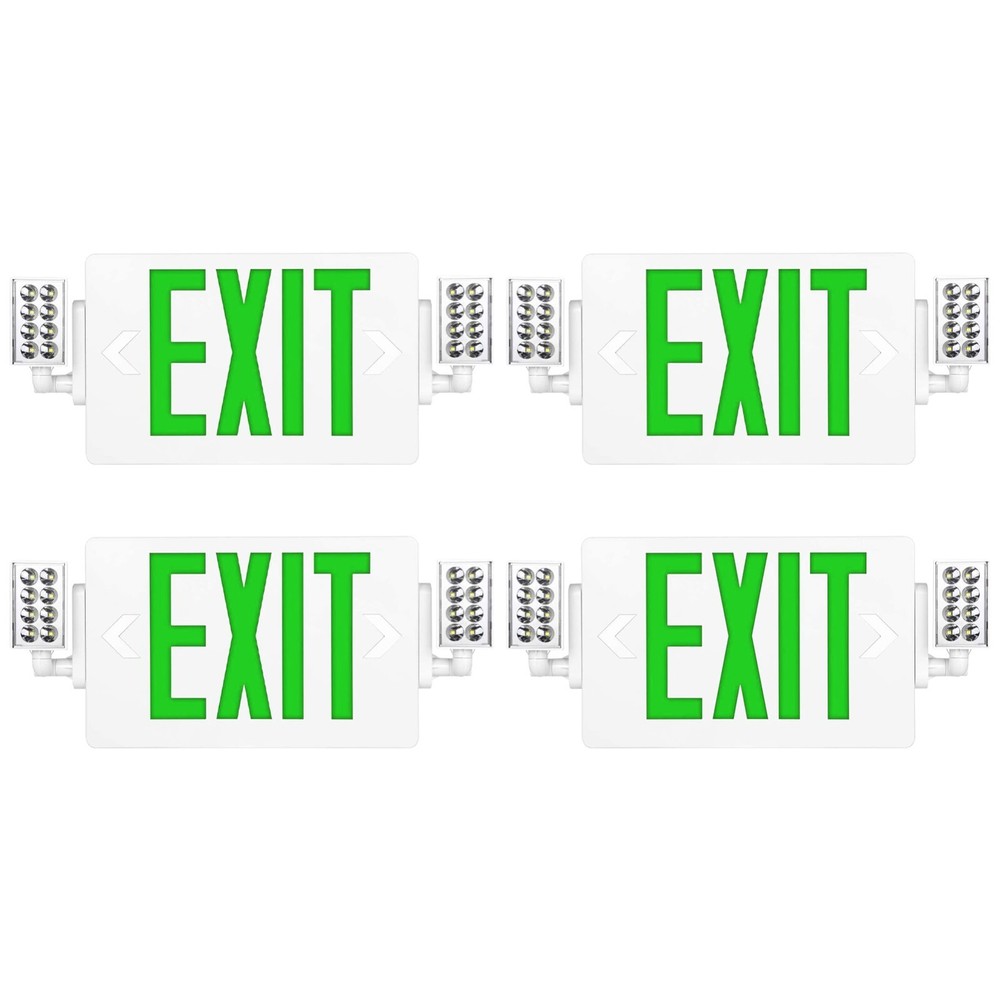 UL Listed-4 Packs Green Exit Sign with Battery Backup Combo Exit Lights for Home
