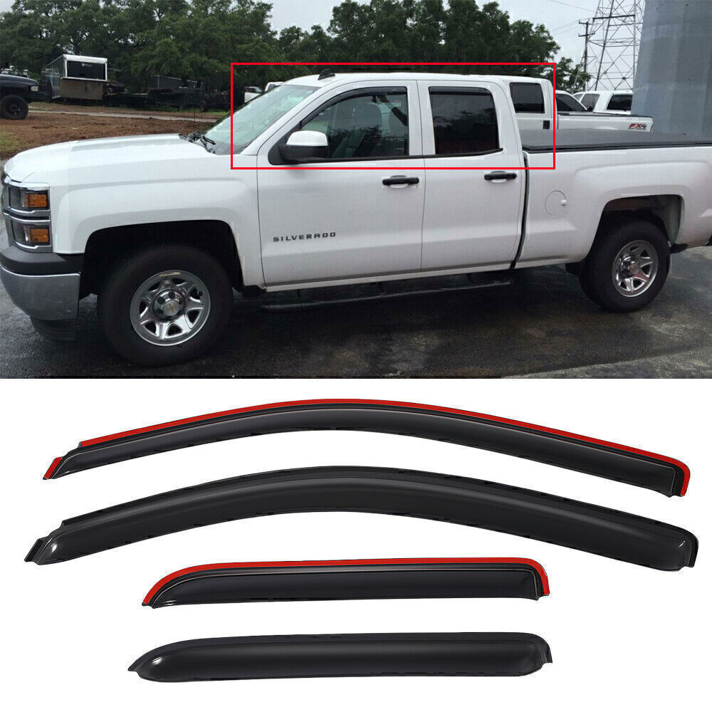 For 2014-2018 Chevy Silverado Double Cab Window Visor Vent Rain Guard Deflector