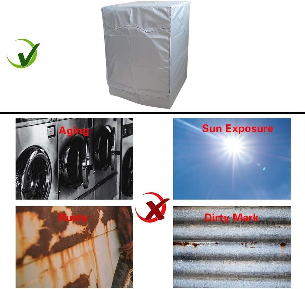 Durable Silver Washer/Dryer Cover - Waterproof, Dustproof, Easy Access Design