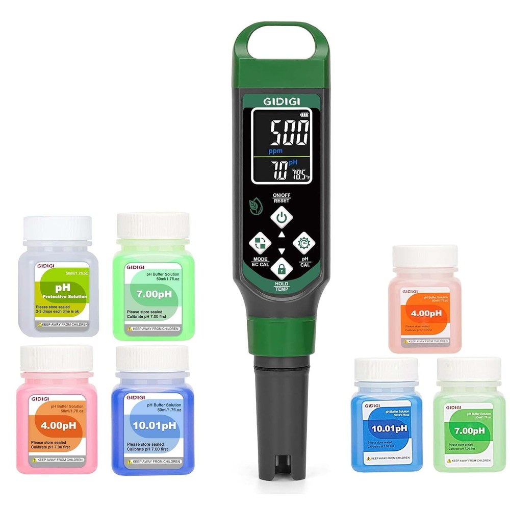 pH Meter and Calibration Solution Kit (4,7,10 Buffer Solution) for...