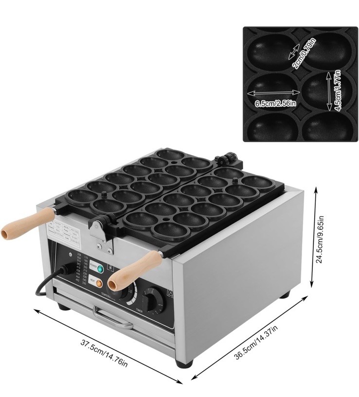 Commercial Bubble Waffle Maker Egg Pancake Baker Machine 1800W Non-Stick