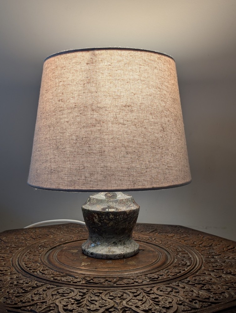 Mid Century Cornish Serpentine Stone Lamp Base Working Vintage Lamp Light