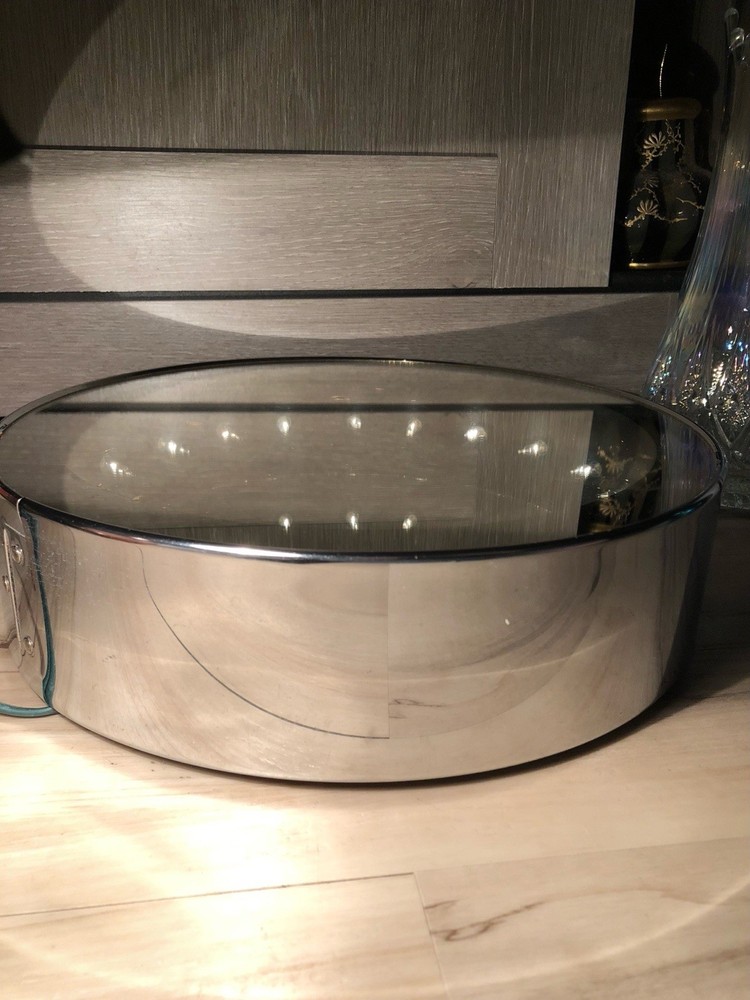 Vintage Mid Century Round Chrome Infinity Mirror Light