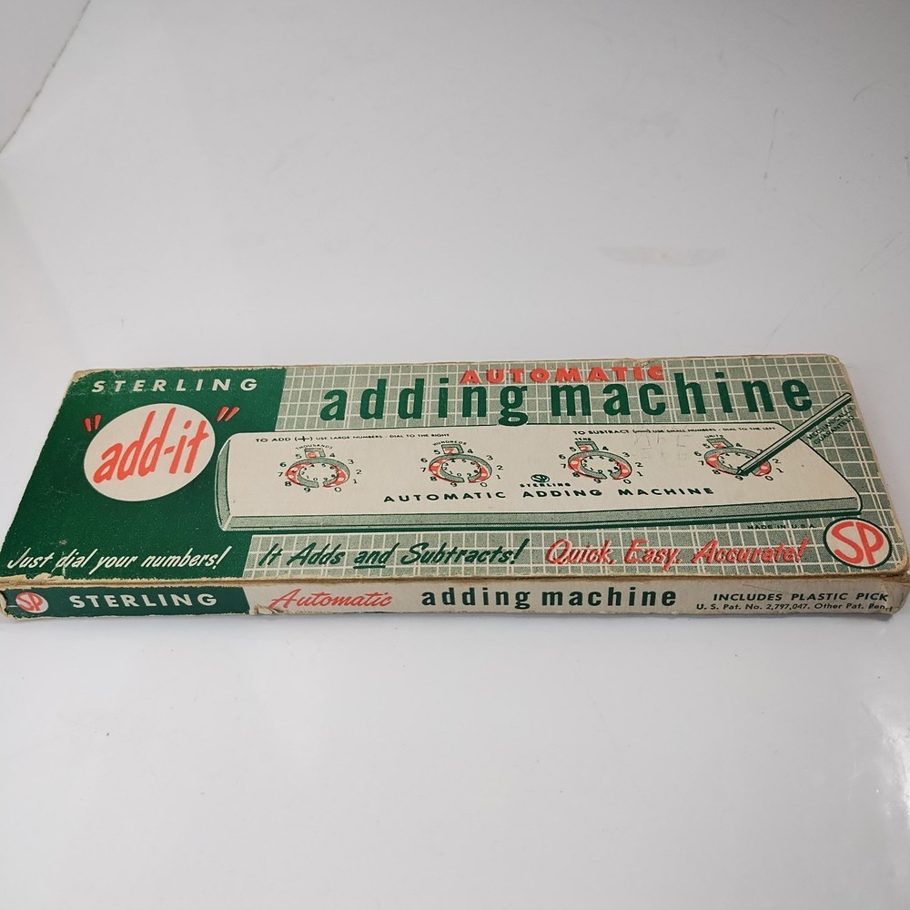 Vtg Sterling #565 Dial-A-Matic Automatic Mechanical Adding Machine + Stylus