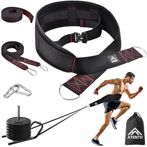 Adjustable Sled Pulling Belt for Weight Training, Agility & Core Workout - 2 Str