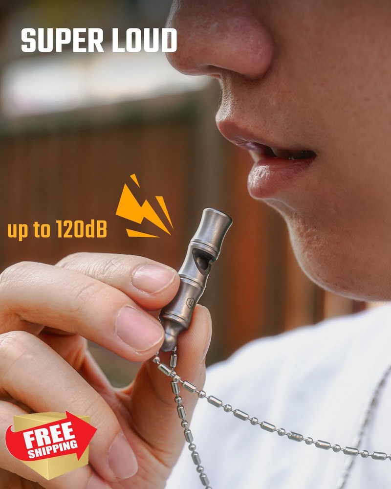 KeyUnity Titanium Emergency Whistle 120dB+ Ultra-Light Rustproof Survival