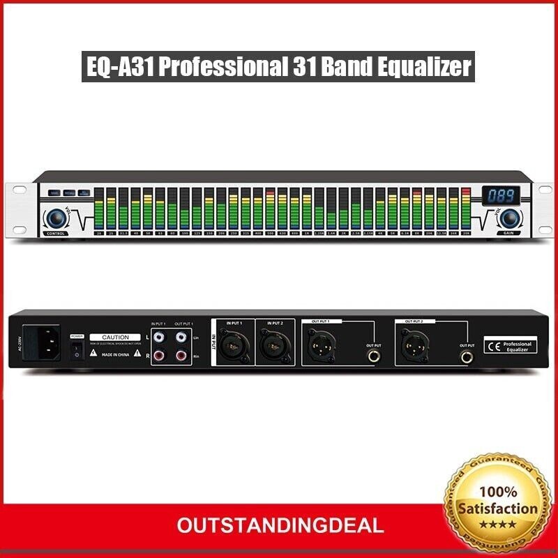EQ-A31 Professional 31 Band Equalizer Digital Equalizer (Silver) for Stage Home