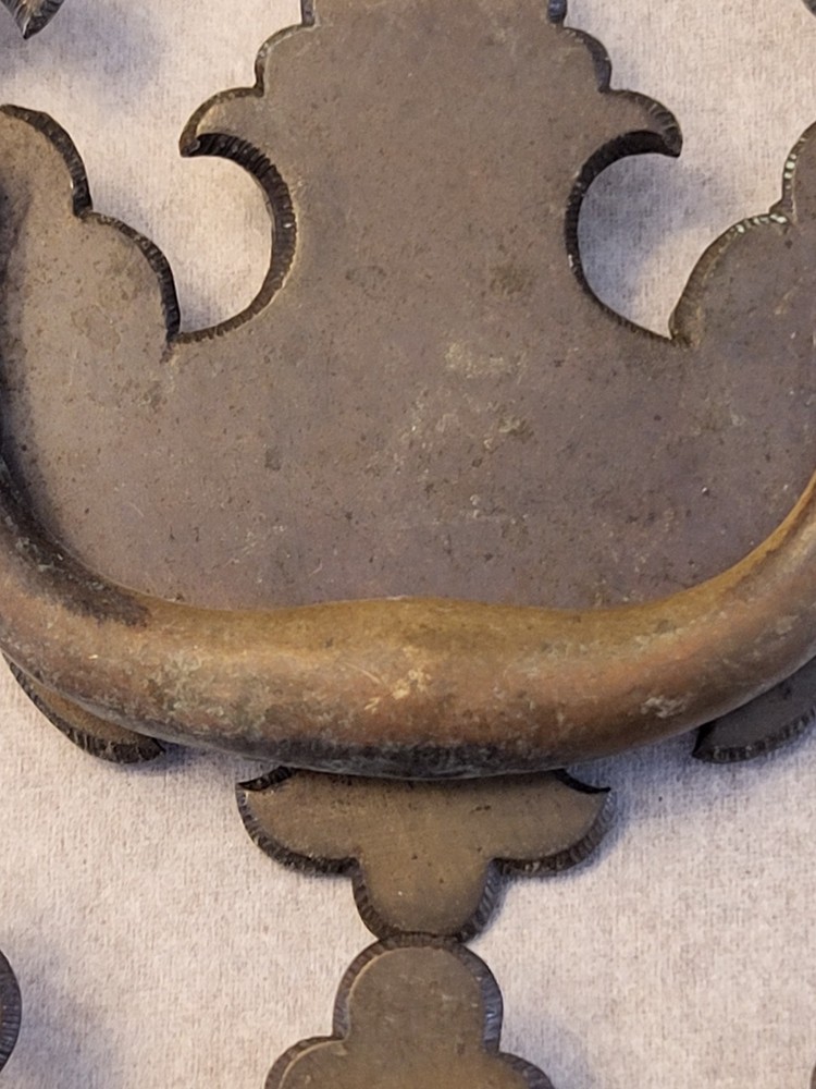 Flat Bat Drop Bail Pull Handle Solid Dark Aged Brass 2-1/2" Centers 10 Vintage