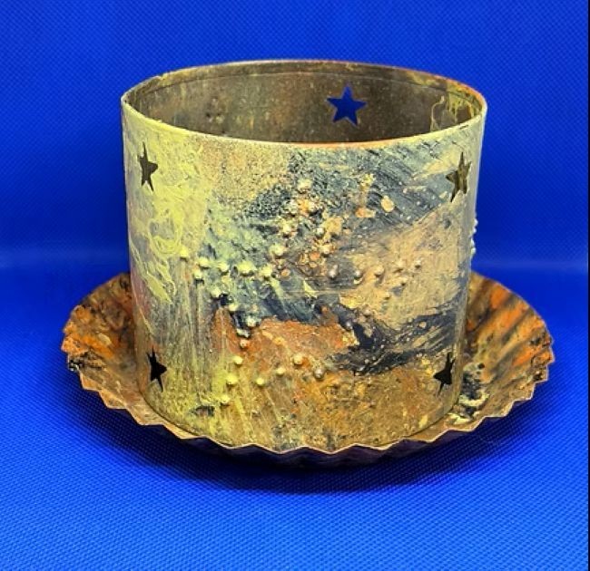 Hand-dipped Painted Star Candle Holder with Tray