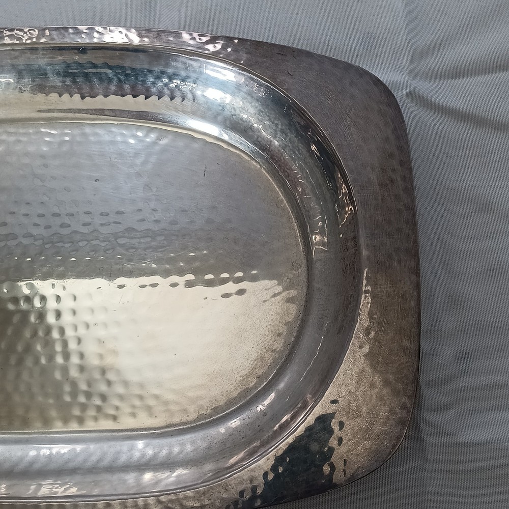 Christian Dior Silverplated Tray Rectangular Shaped Hand Hammered Rare Vintage