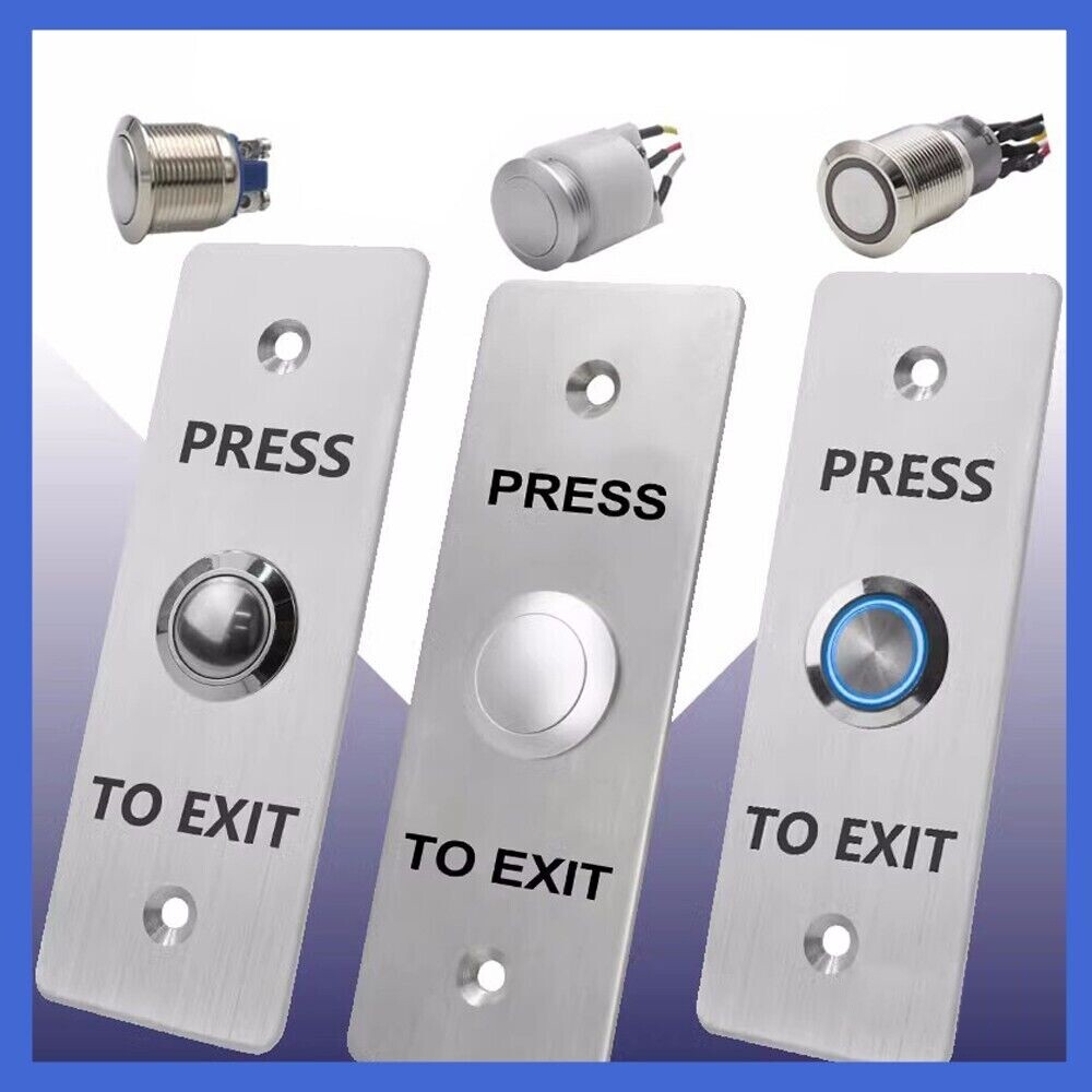 12V Stainless Steel Self Resetting Thick Panel Access Switch and Exit Button