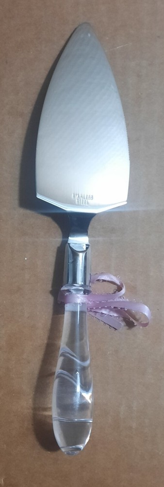 Wilton Cake Knife and Server Set Clear Handle with Ribbons