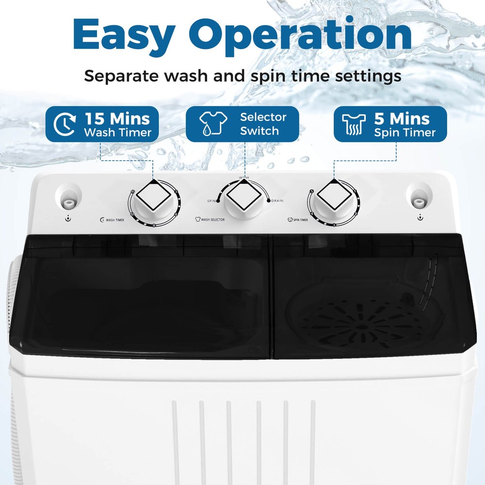 Portable Washing Machine with Drain Pump Timer Control Compact Washing Machine