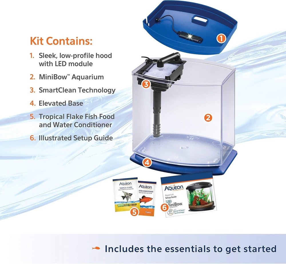 Blue Small Fish Tank with SmartClean Technology