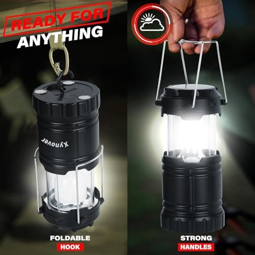 Solar Camping Lantern 4-Pack - Rechargeable LED Lights, Magnetic Base & 4 Pack