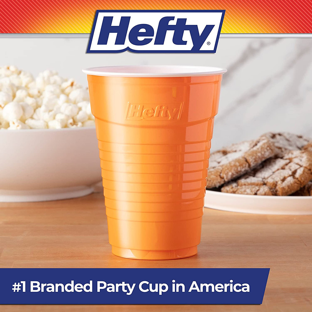Hefty Party on Disposable Plastic Cups, Assorted, 16 Ounce, 100 Count