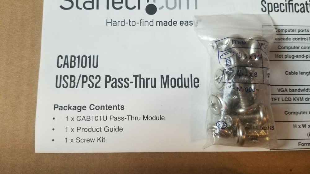 StarTech CAB101U rackmount USB/PS2 Pass-Thru for 1UCABCONS Series