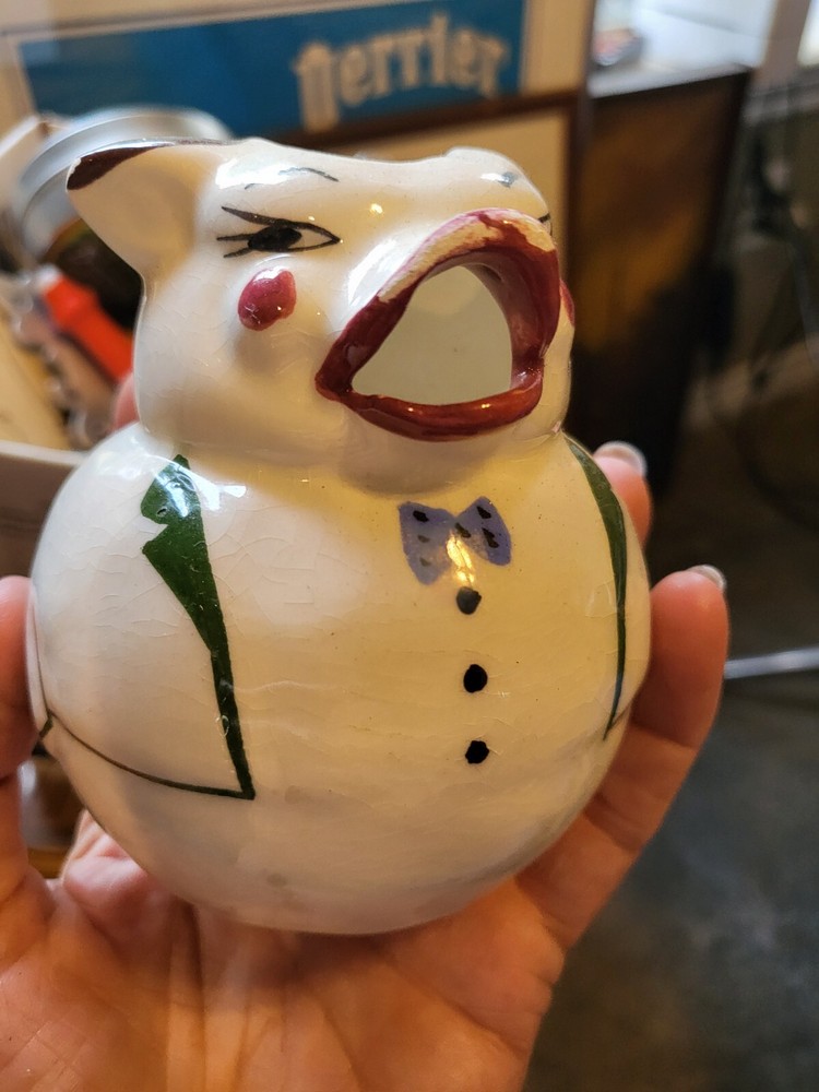 Vintage Shawnee Ceramic Pig Creamer Milk Jug 4" Chips