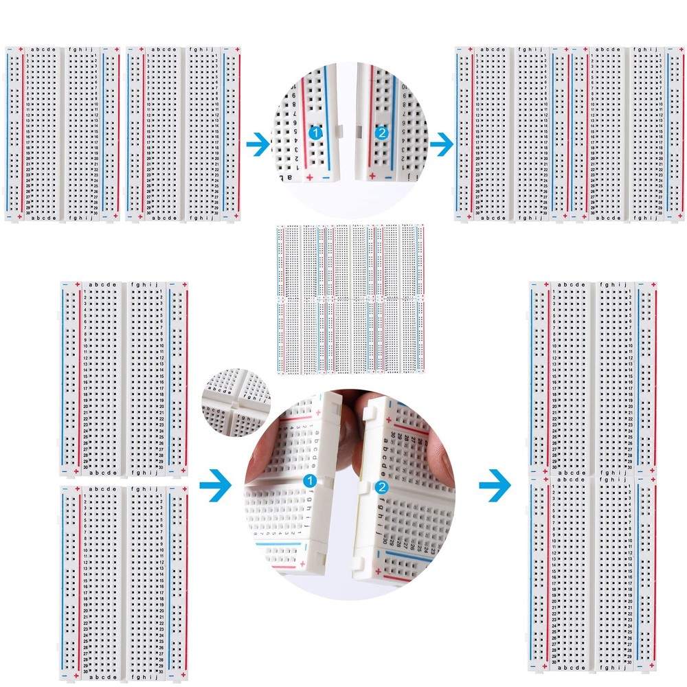 6 PCS Breadboard Set Prototype Board 400 Pin Solderless Kit for Raspberry Pi