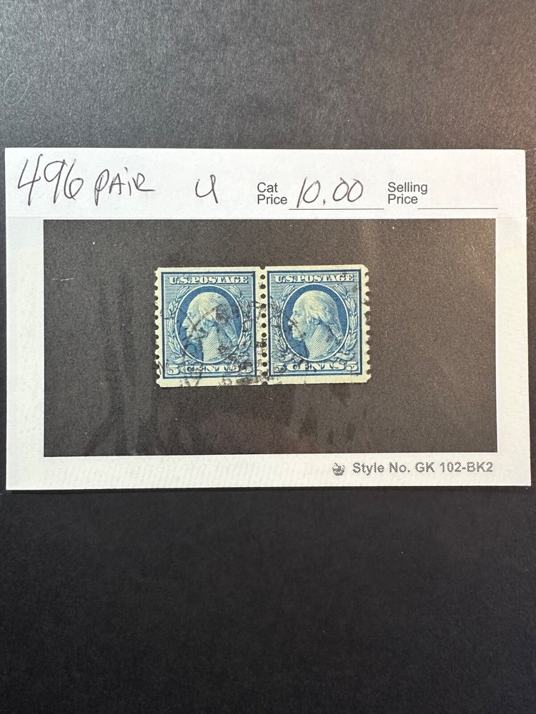 Scott # 496 Pair                        2024 Scott Catalogue Value $ 10.00