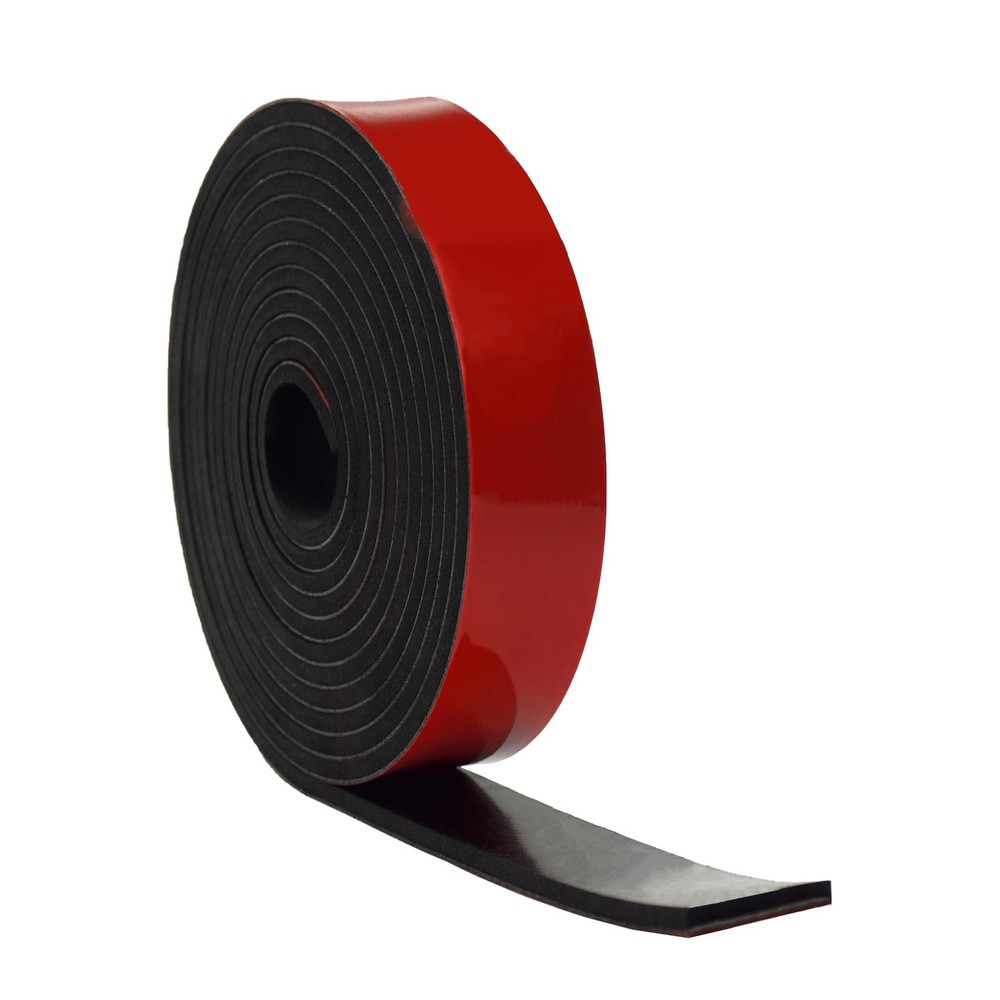Solid Neoprene Rubber Strips with Adhesive Backing 1/8 (.125)" Thick x 1" Wid...