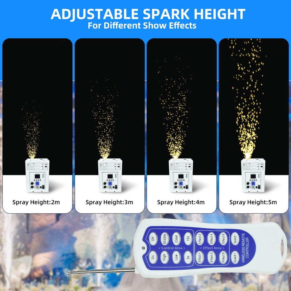 2PCS 750W Cold Spark Machine Stage Effect Firework Machine with Road Case