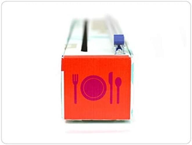 Efficient Kitchen Tool: Refillable Plastic Wrap Dispenser with Stability Feet
